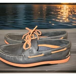 Sperry top-Sider Mens Size 11M Boat Shoes Gray Orange Leather Lace Up Casual